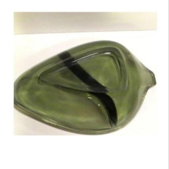Vintage MCM Green Glass Dish For Home Decor And Serving Dual Sections - Picture 6 of 8